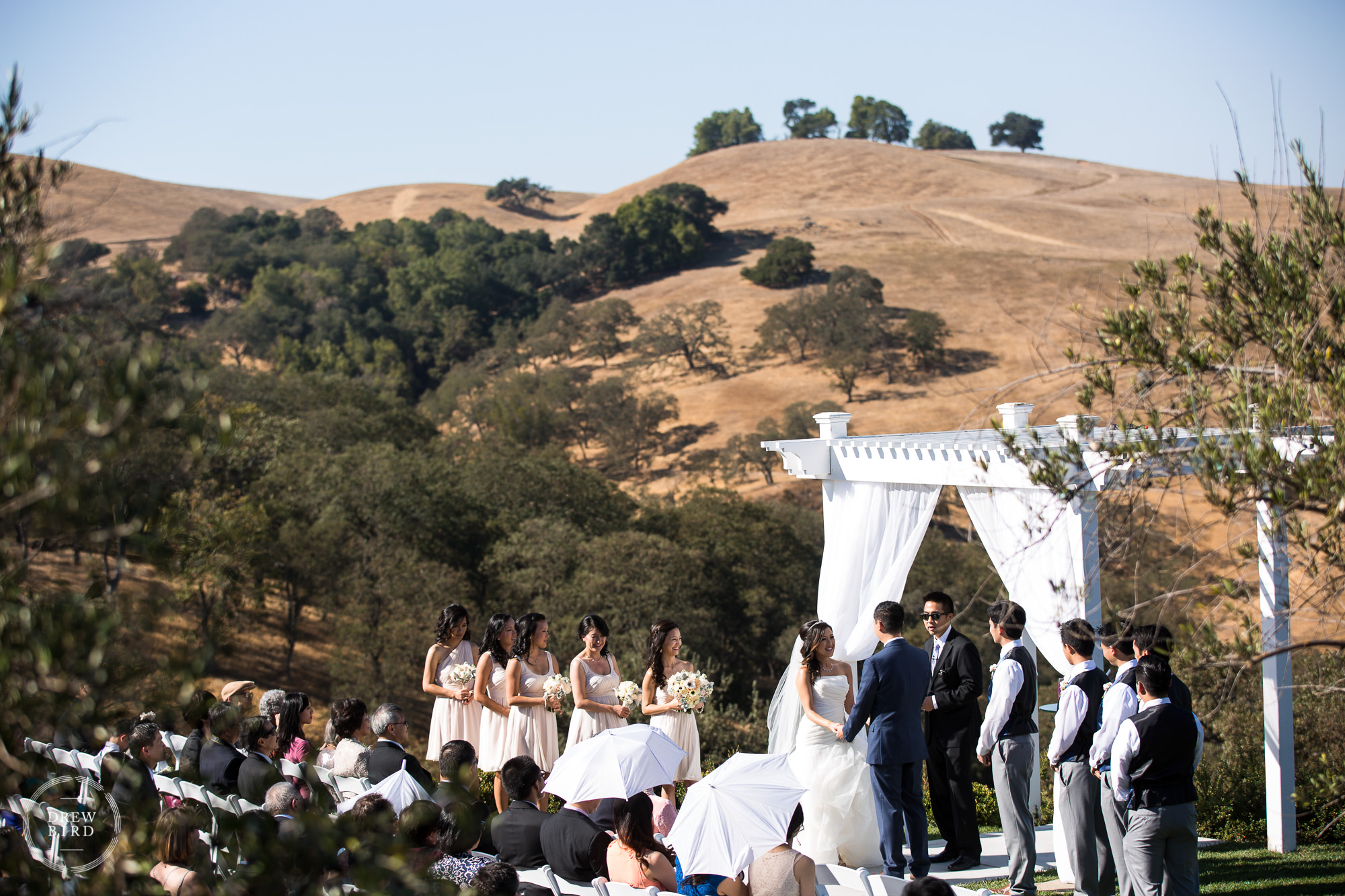 Outdoor wedding ceremony. Willow Heights Mansion wedding venue in Morgan Hill, California.