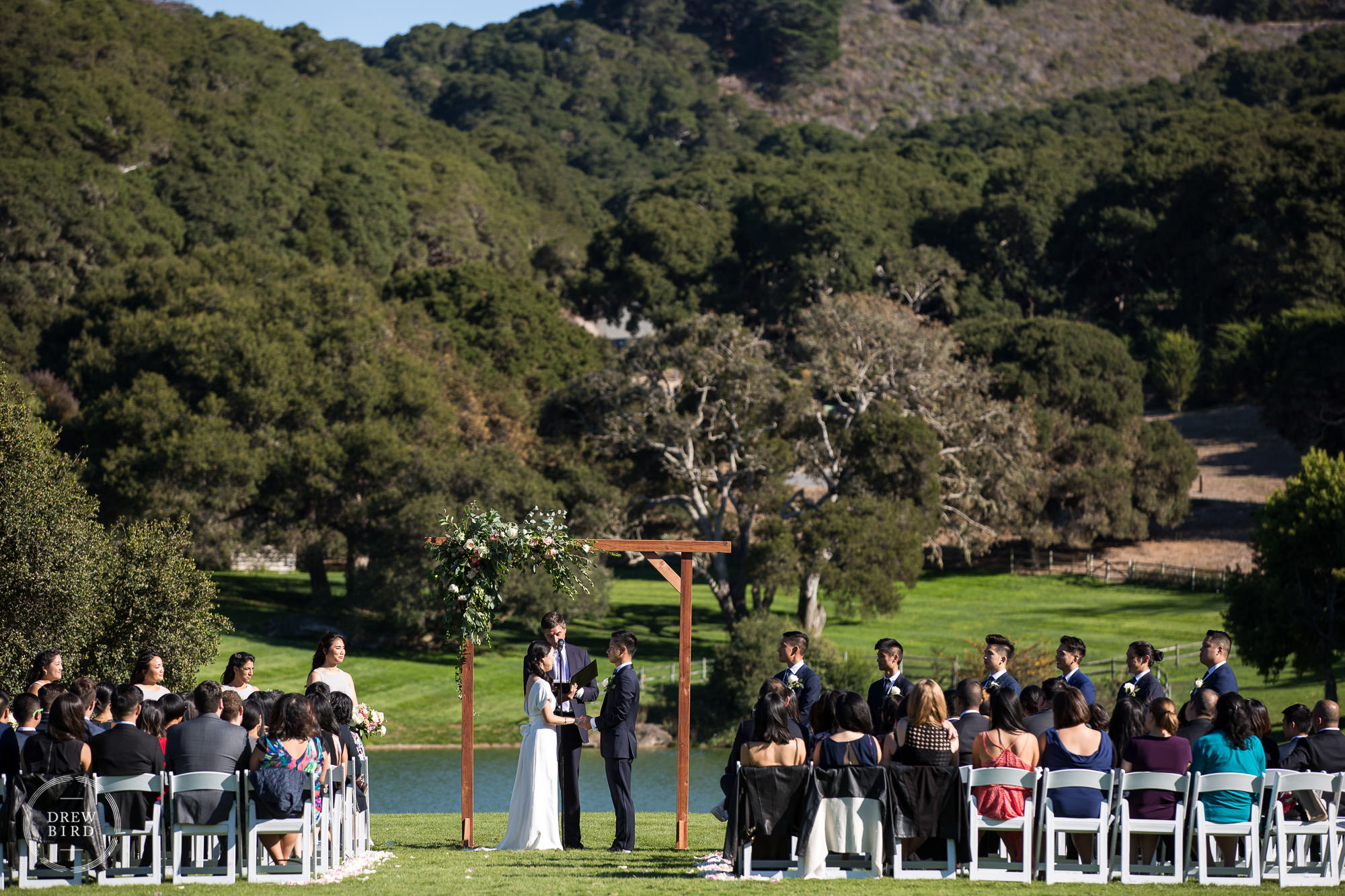 Outdoor wedding ceremony at Quail Lodge in Carmel, California. Big Sur wedding venues.
