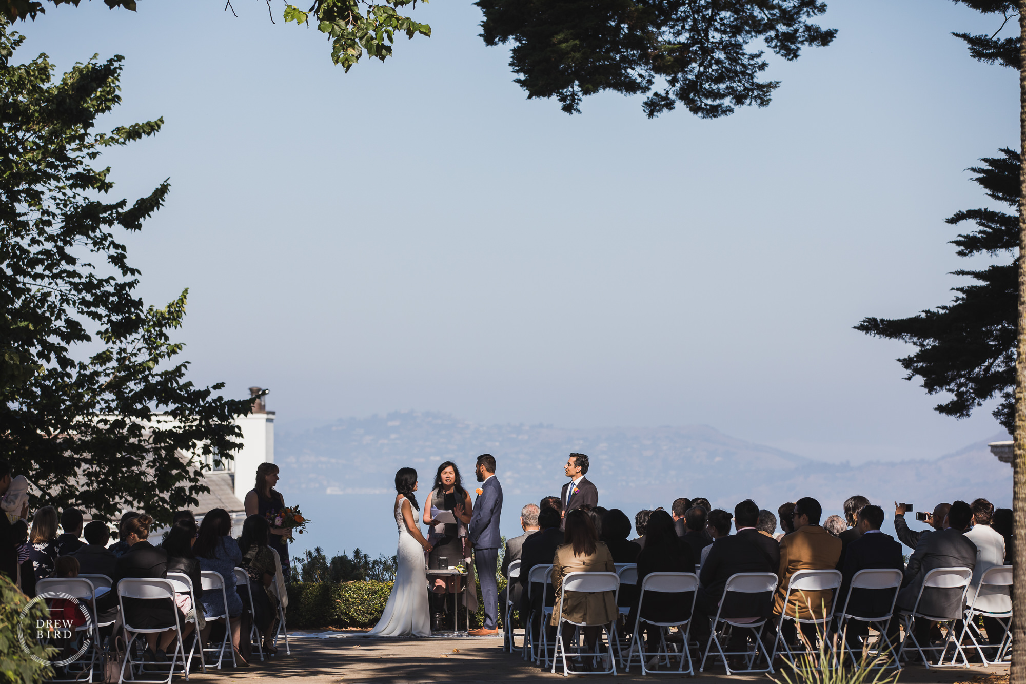Wedding ceremony in Lafayette Park in San Francisco with full bay views.