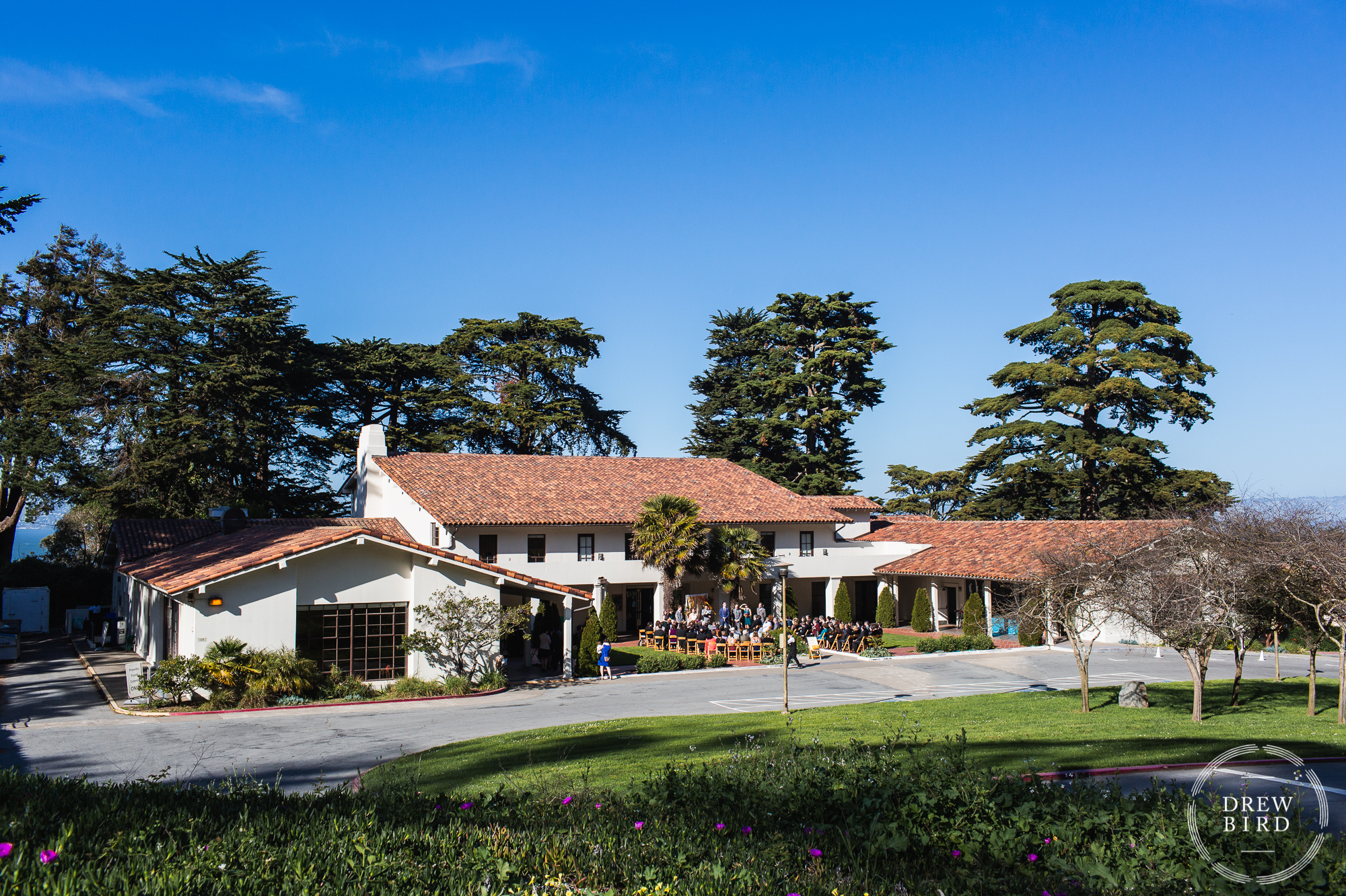 Outdoor wedding ceremony at the Golden Gate Club in the Presidio San Francisco.